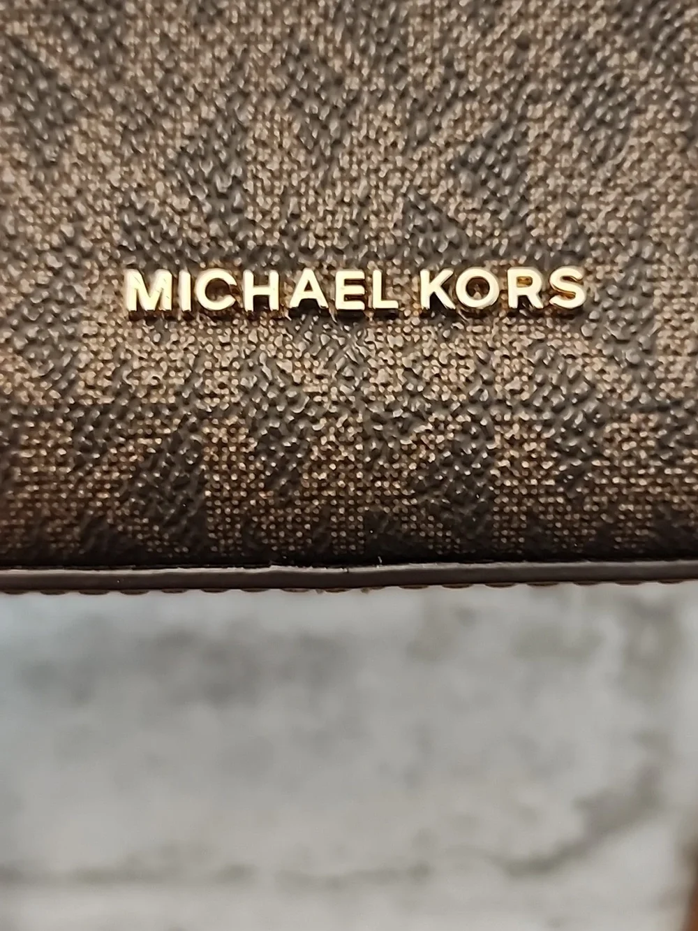 Michael Kors Brown Logo Crossbody with‎ Gold Chain